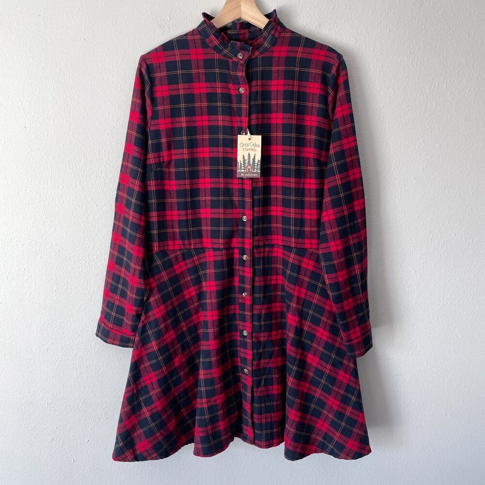 Kiel James Patrick Cozy Cabin Flannels Alpine Lodge Dress XL Red Black Plaid NWT